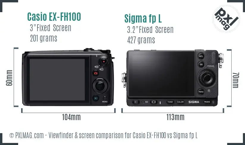 Casio EX-FH100 vs Sigma fp L Screen and Viewfinder comparison