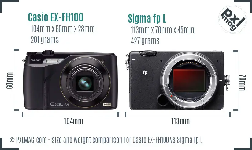 Casio EX-FH100 vs Sigma fp L size comparison