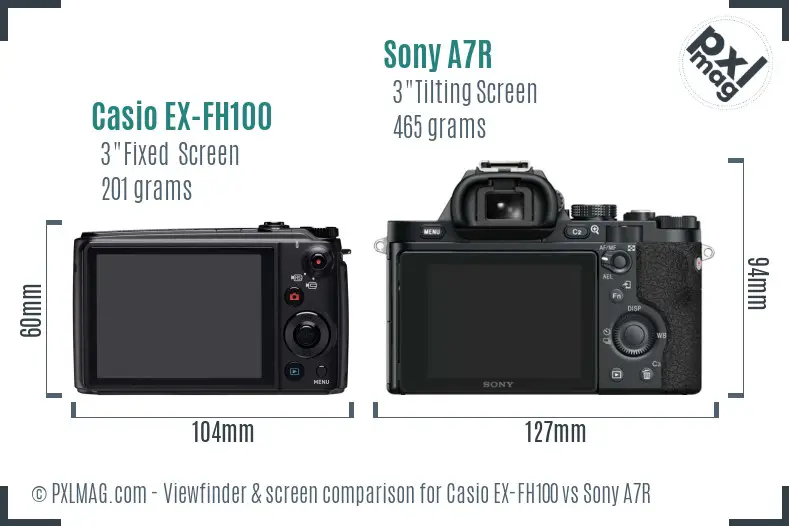 Casio EX-FH100 vs Sony A7R Screen and Viewfinder comparison Casio EX-FH100 vs Sony A7R Screen and Viewfinder comparison