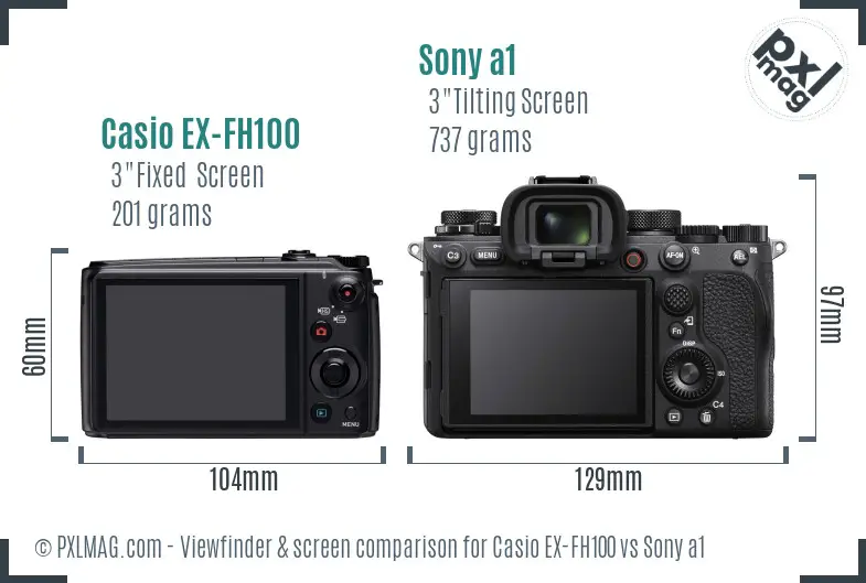 Casio EX-FH100 vs Sony a1 Screen and Viewfinder comparison