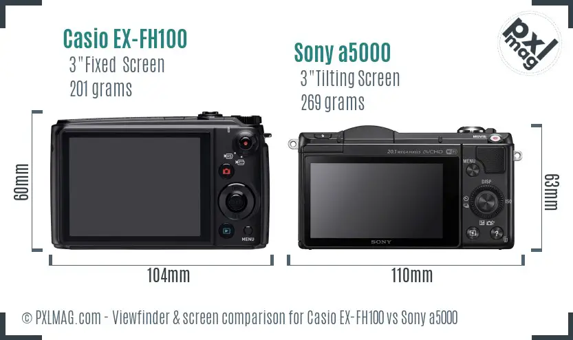 Casio EX-FH100 vs Sony a5000 Screen and Viewfinder comparison Casio EX-FH100 vs Sony a5000 Screen and Viewfinder comparison