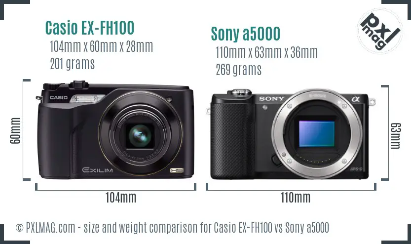 Casio EX-FH100 vs Sony a5000 size comparison Casio EX-FH100 vs Sony a5000 size comparison