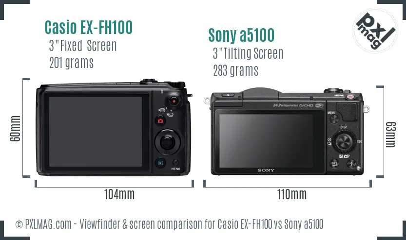 Casio EX-FH100 vs Sony a5100 Screen and Viewfinder comparison