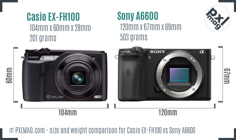Casio EX-FH100 vs Sony A6600 size comparison Casio EX-FH100 vs Sony A6600 size comparison