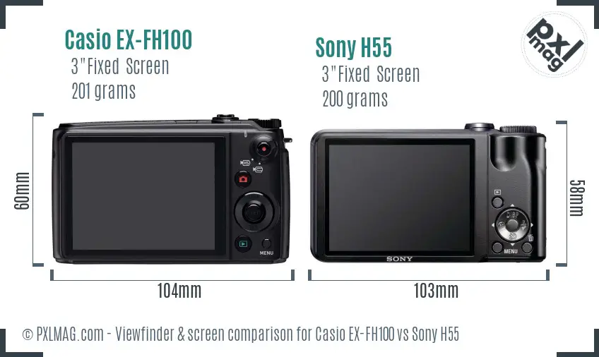 Casio EX-FH100 vs Sony H55 Screen and Viewfinder comparison Casio EX-FH100 vs Sony H55 Screen and Viewfinder comparison