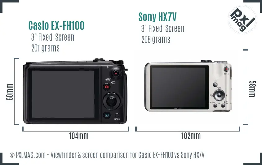 Casio EX-FH100 vs Sony HX7V Screen and Viewfinder comparison