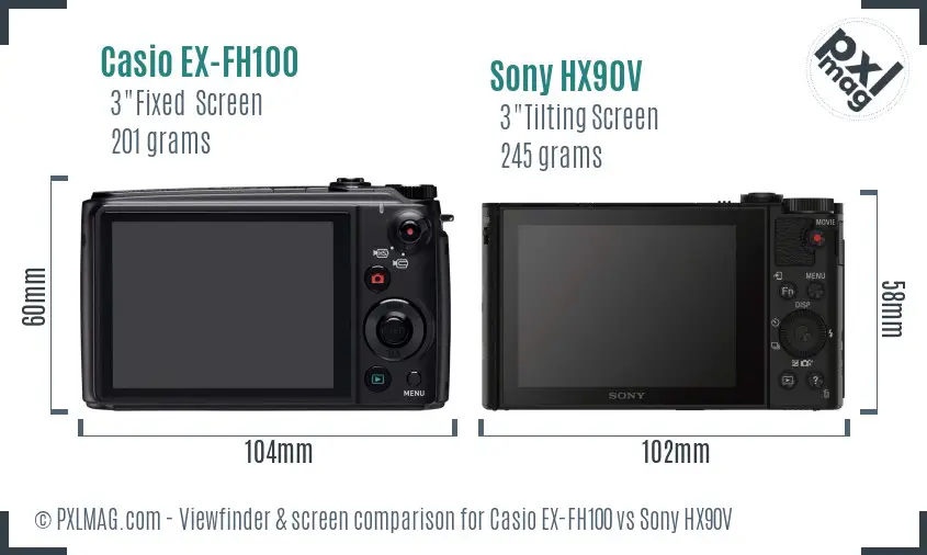 Casio EX-FH100 vs Sony HX90V Screen and Viewfinder comparison