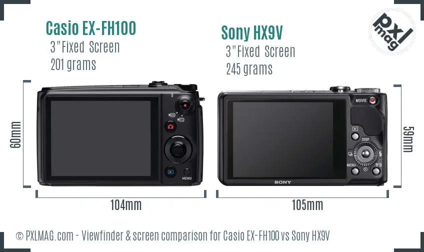Casio EX-FH100 vs Sony HX9V Screen and Viewfinder comparison Casio EX-FH100 vs Sony HX9V Screen and Viewfinder comparison
