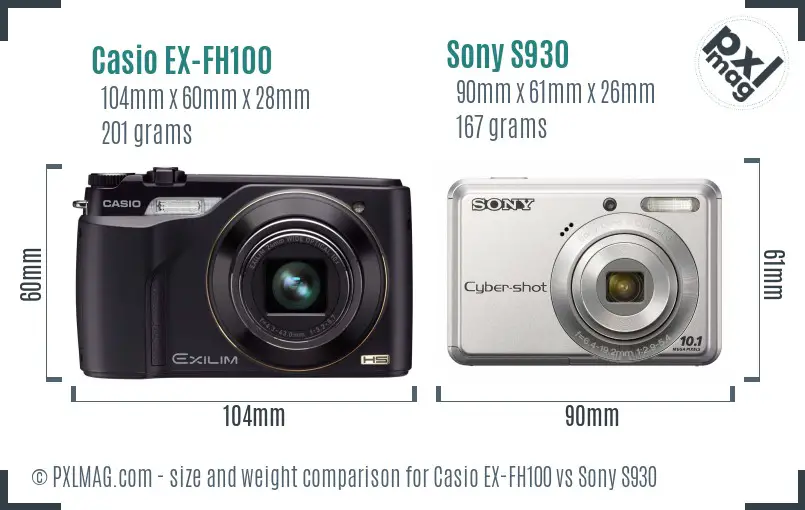 Casio EX-FH100 vs Sony S930 size comparison