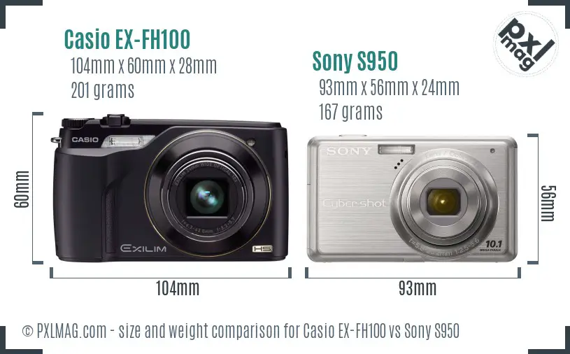 Casio EX-FH100 vs Sony S950 size comparison