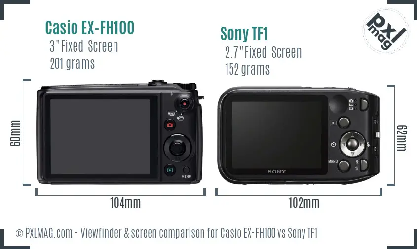 Casio EX-FH100 vs Sony TF1 Screen and Viewfinder comparison