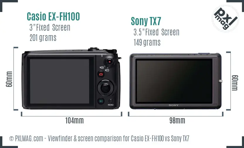 Casio EX-FH100 vs Sony TX7 Screen and Viewfinder comparison Casio EX-FH100 vs Sony TX7 Screen and Viewfinder comparison