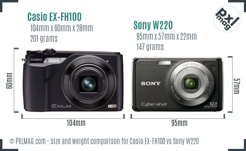 Casio EX-FH100 vs Sony W220 size comparison