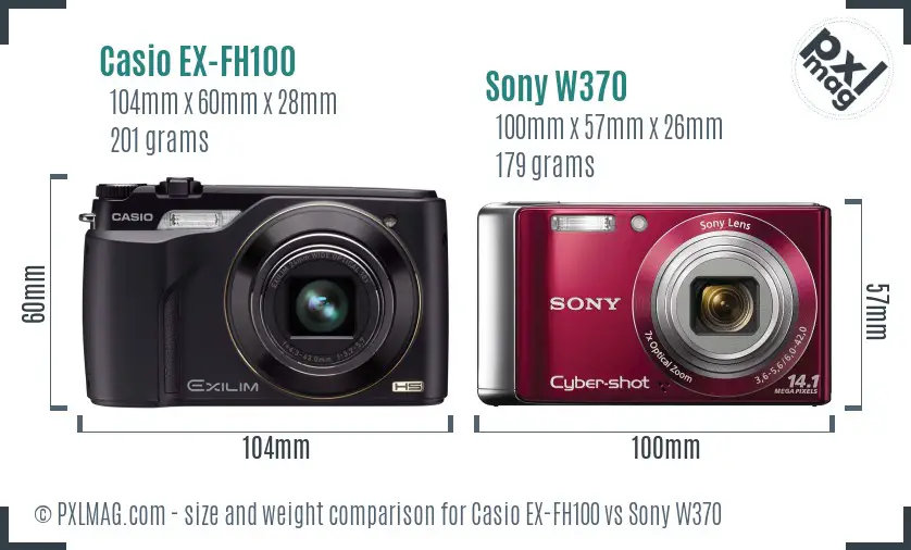 Casio EX-FH100 vs Sony W370 size comparison Casio EX-FH100 vs Sony W370 size comparison