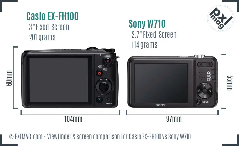 Casio EX-FH100 vs Sony W710 Screen and Viewfinder comparison Casio EX-FH100 vs Sony W710 Screen and Viewfinder comparison