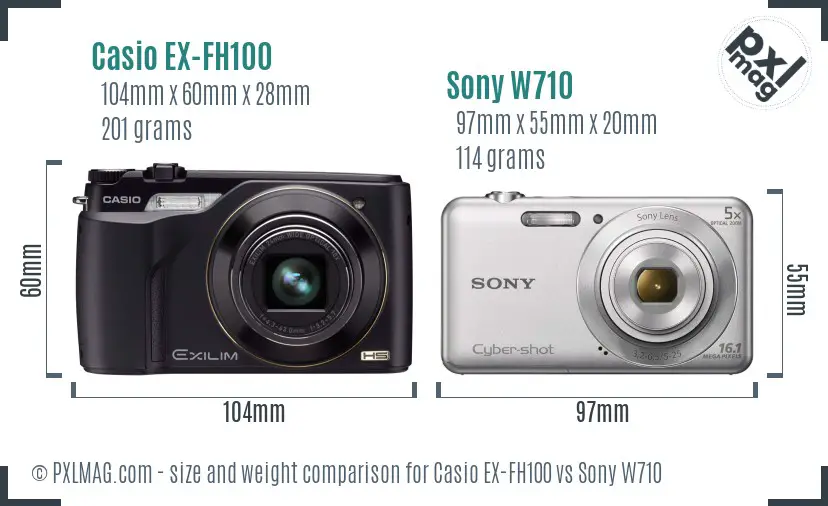Casio EX-FH100 vs Sony W710 size comparison Casio EX-FH100 vs Sony W710 size comparison