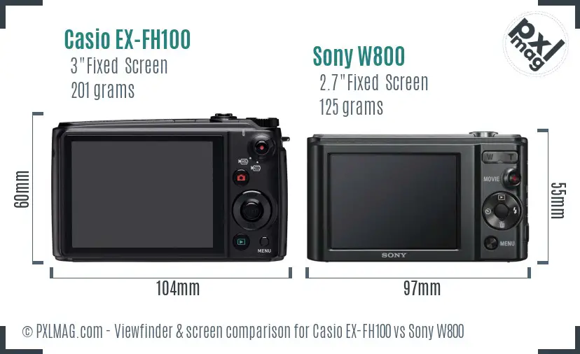 Casio EX-FH100 vs Sony W800 Screen and Viewfinder comparison Casio EX-FH100 vs Sony W800 Screen and Viewfinder comparison