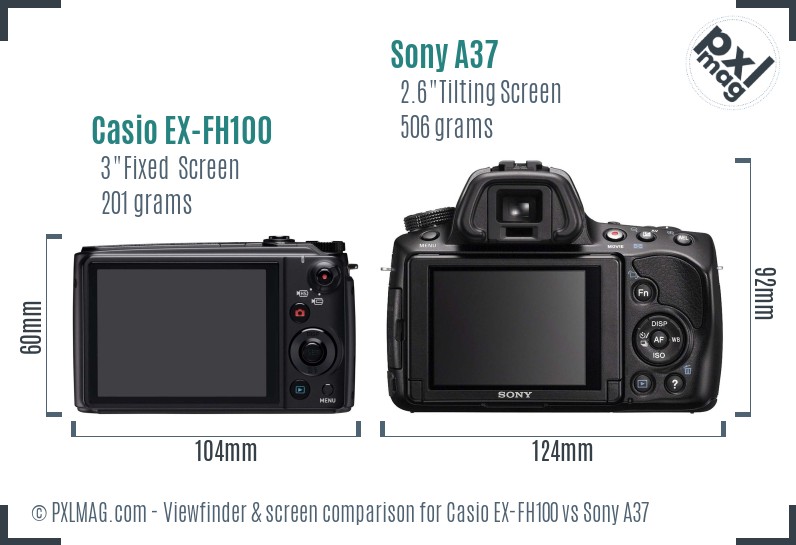 Casio EX-FH100 vs Sony A37 Screen and Viewfinder comparison