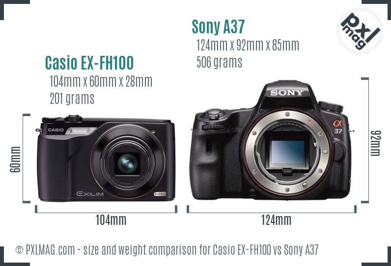 Casio EX-FH100 vs Sony A37 size comparison