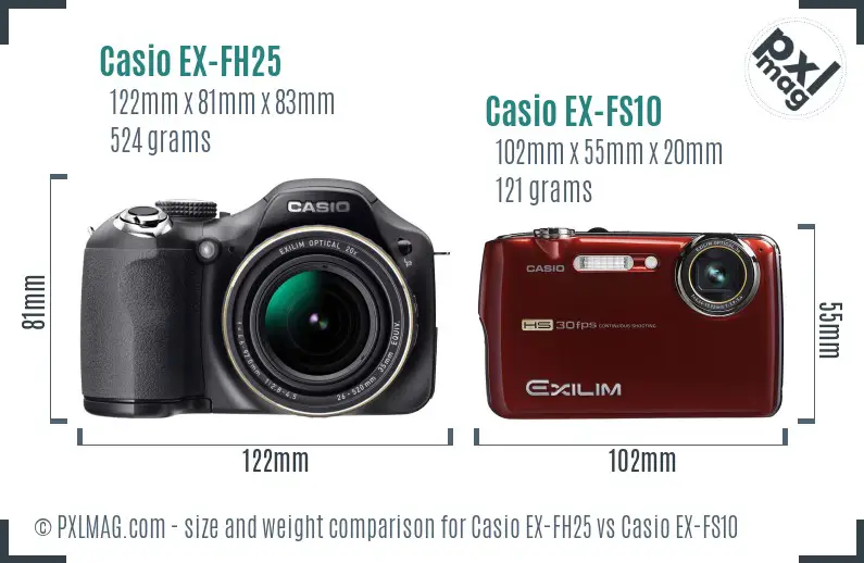 Casio EX-FH25 vs Casio EX-FS10 size comparison