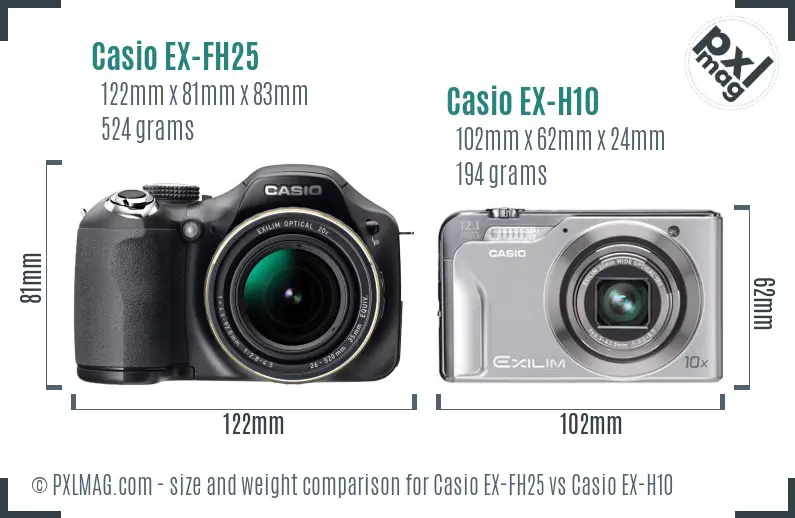 Casio EX-FH25 vs Casio EX-H10 size comparison