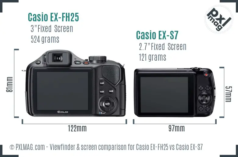 Casio EX-FH25 vs Casio EX-S7 Screen and Viewfinder comparison