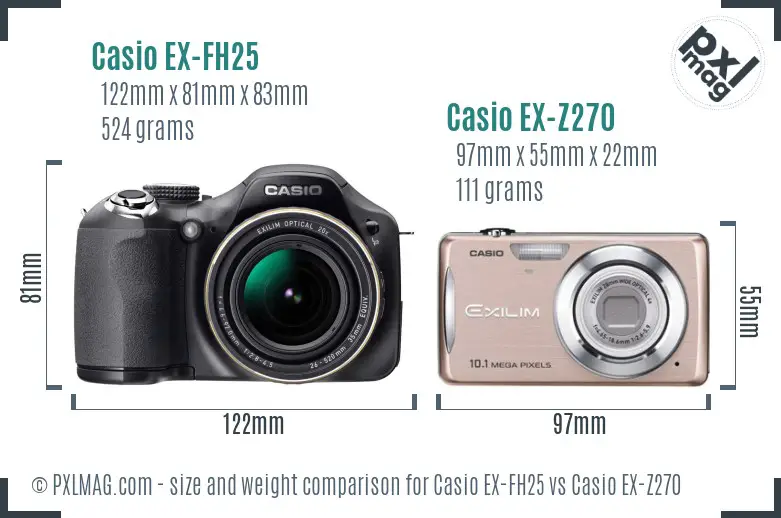 Casio EX-FH25 vs Casio EX-Z270 size comparison