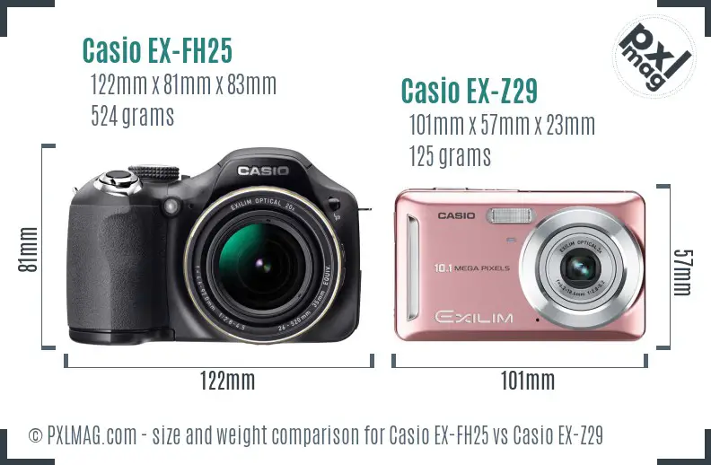 Casio EX-FH25 vs Casio EX-Z29 size comparison