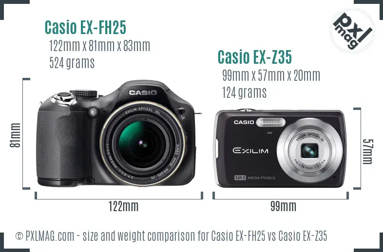 Casio EX-FH25 vs Casio EX-Z35 size comparison