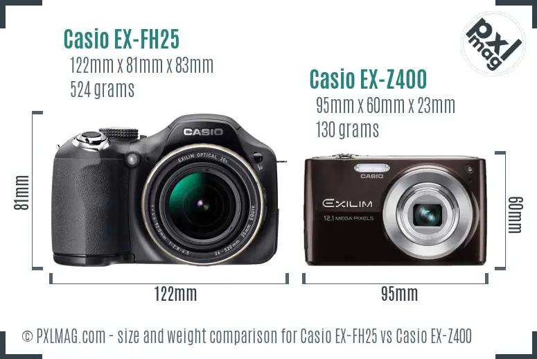 Casio EX-FH25 vs Casio EX-Z400 size comparison