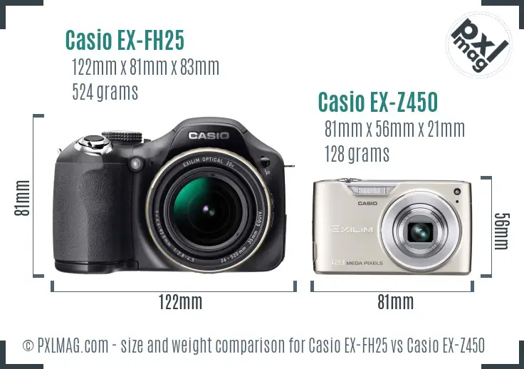 Casio EX-FH25 vs Casio EX-Z450 size comparison