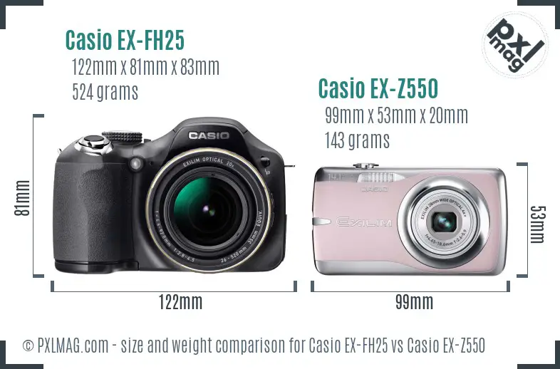 Casio EX-FH25 vs Casio EX-Z550 size comparison