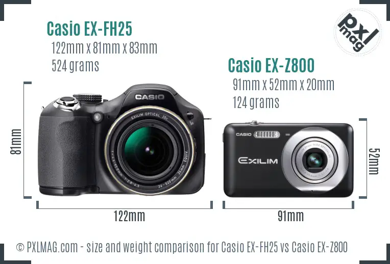 Casio EX-FH25 vs Casio EX-Z800 size comparison