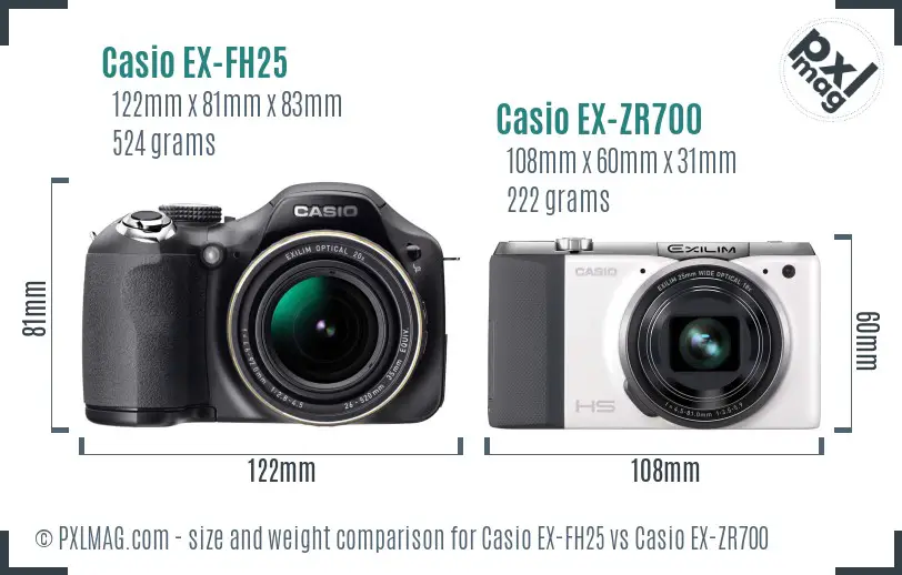 Casio EX-FH25 vs Casio EX-ZR700 size comparison