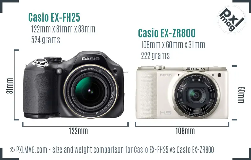 Casio EX-FH25 vs Casio EX-ZR800 size comparison