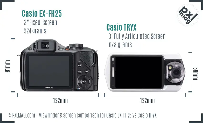 Casio EX-FH25 vs Casio TRYX Screen and Viewfinder comparison Casio EX-FH25 vs Casio TRYX Screen and Viewfinder comparison