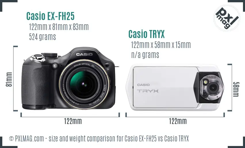 Casio EX-FH25 vs Casio TRYX size comparison Casio EX-FH25 vs Casio TRYX size comparison