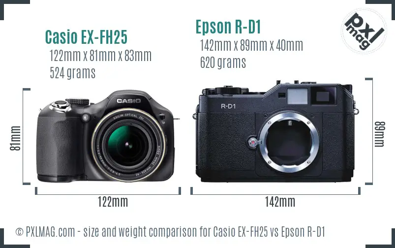 Casio EX-FH25 vs Epson R-D1 size comparison