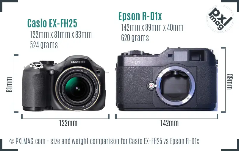 Casio EX-FH25 vs Epson R-D1x size comparison