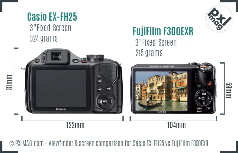 Casio EX-FH25 vs FujiFilm F300EXR Screen and Viewfinder comparison