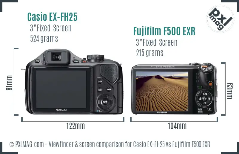 Casio EX-FH25 vs Fujifilm F500 EXR Screen and Viewfinder comparison