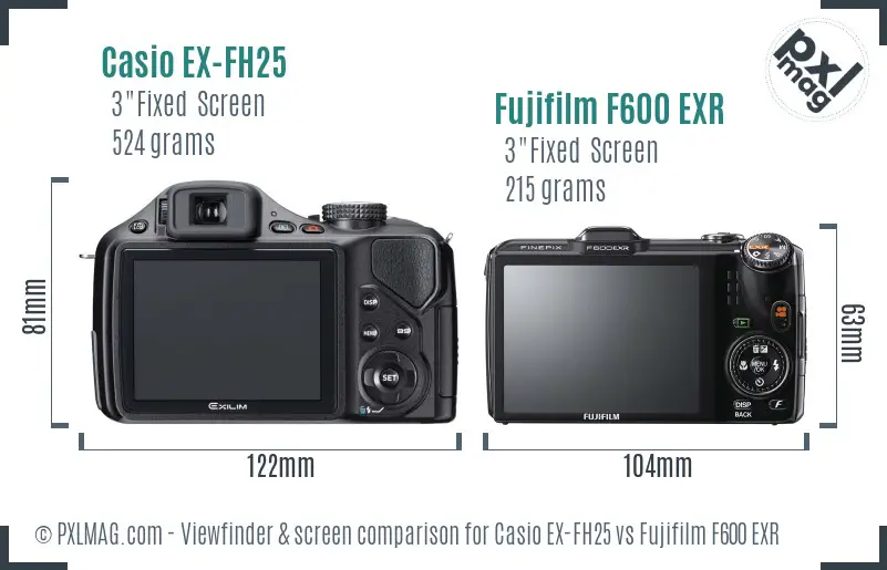 Casio EX-FH25 vs Fujifilm F600 EXR Screen and Viewfinder comparison Casio EX-FH25 vs Fujifilm F600 EXR Screen and Viewfinder comparison