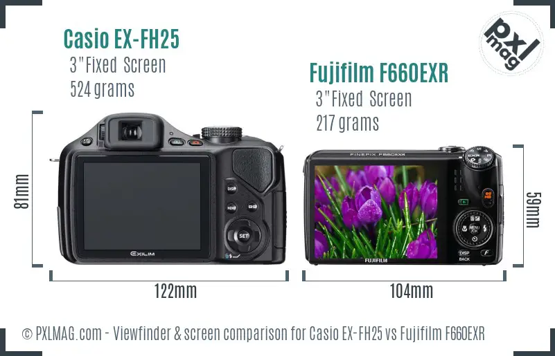 Casio EX-FH25 vs Fujifilm F660EXR Screen and Viewfinder comparison Casio EX-FH25 vs Fujifilm F660EXR Screen and Viewfinder comparison