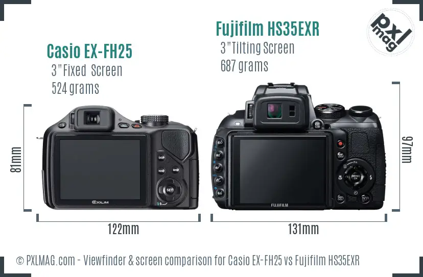 Casio EX-FH25 vs Fujifilm HS35EXR Screen and Viewfinder comparison