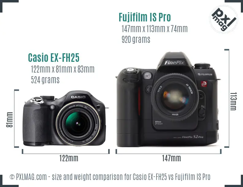 Casio EX-FH25 vs Fujifilm IS Pro size comparison