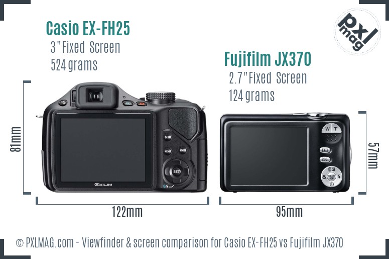 Casio EX-FH25 vs Fujifilm JX370 Screen and Viewfinder comparison