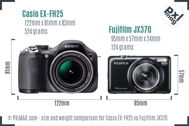 Casio EX-FH25 vs Fujifilm JX370 size comparison
