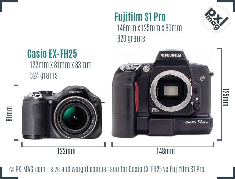 Casio EX-FH25 vs Fujifilm S1 Pro size comparison