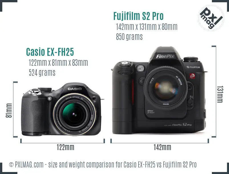 Casio EX-FH25 vs Fujifilm S2 Pro size comparison