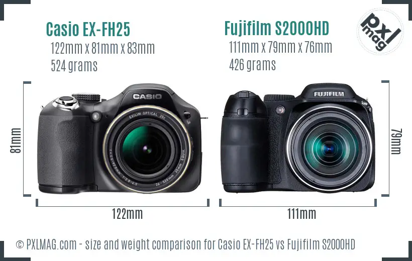 Casio EX-FH25 vs Fujifilm S2000HD size comparison